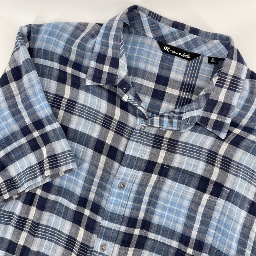 Travis Mathew‎ Plaid Button Up Short Sleeve Casual Shirt XL